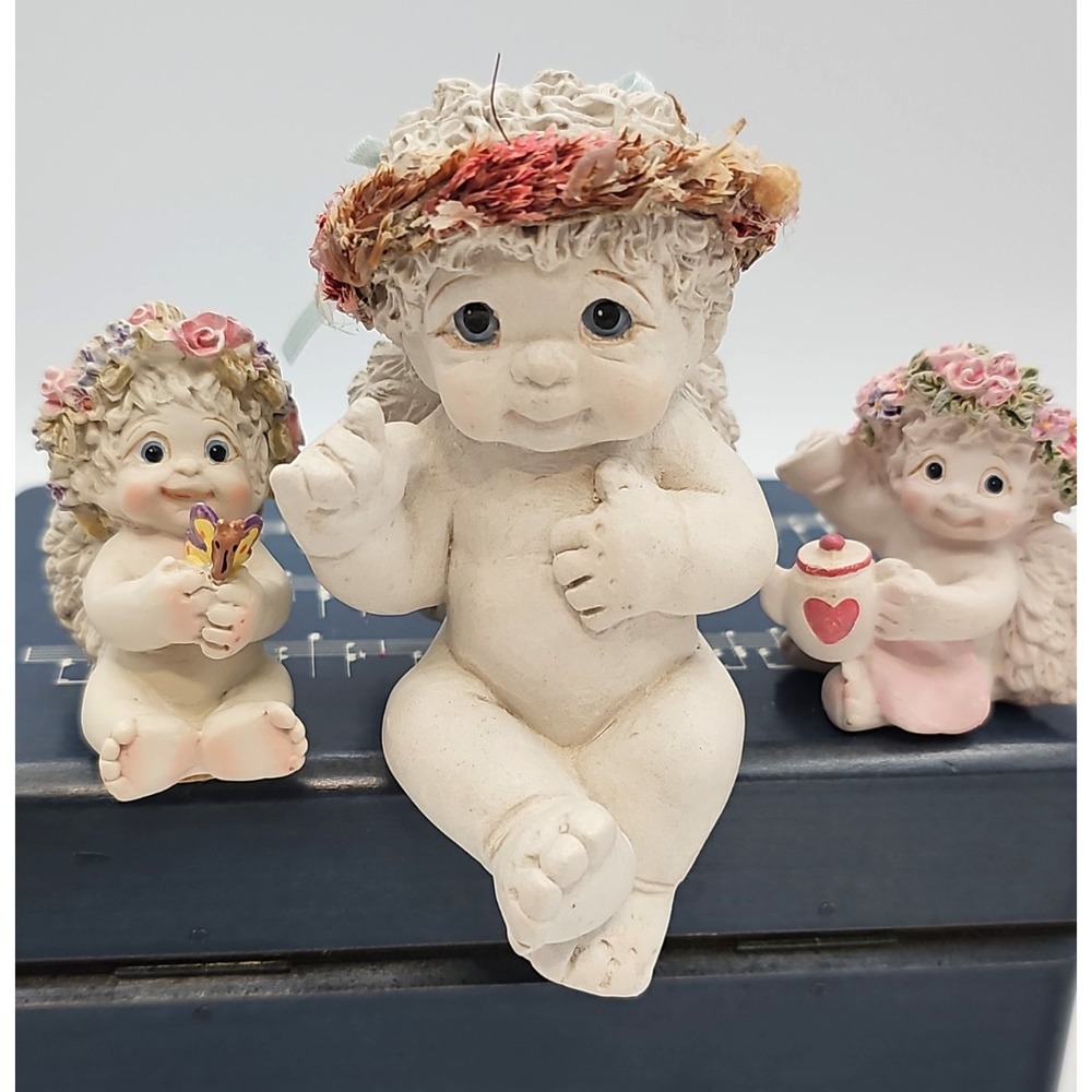 Dreamsicles 3-Piece Cherub Figurine Lot High Tea Butterfly Kisses Signed